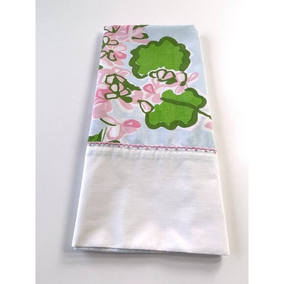 Vintage 70s pillowcase, pink geranium flowers, single casing, Springmaid - Picture 10 of 10
